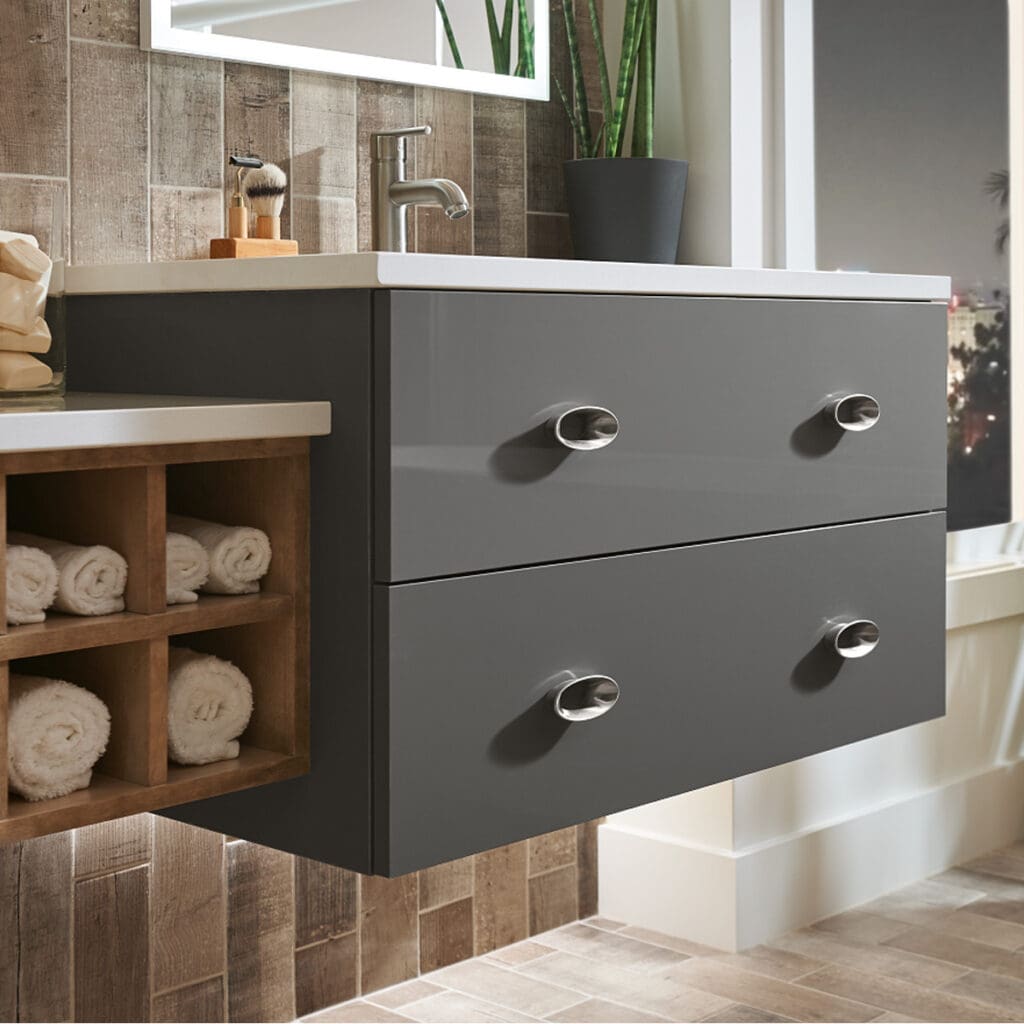 Yorktowne Grey Contemporary Bath Sink Cabinet SQ