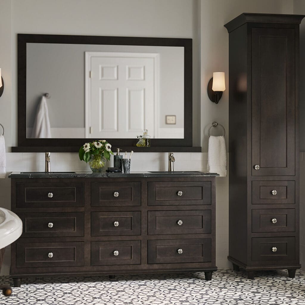 Yorktowne Transitional Dark Wood Bath Cabinet SQ