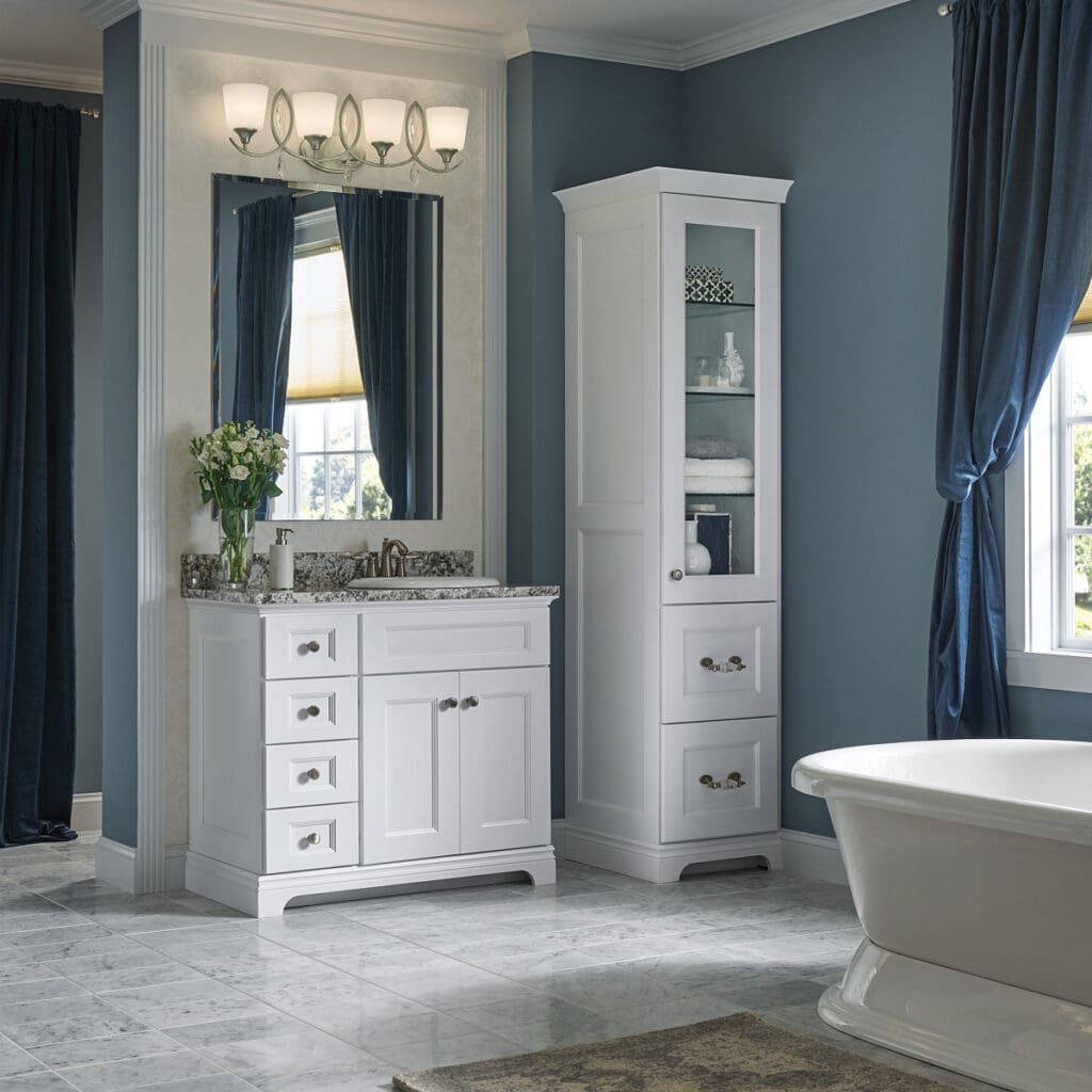 Yorktowne White Traditional Bathroom Cabinet Blue SQ