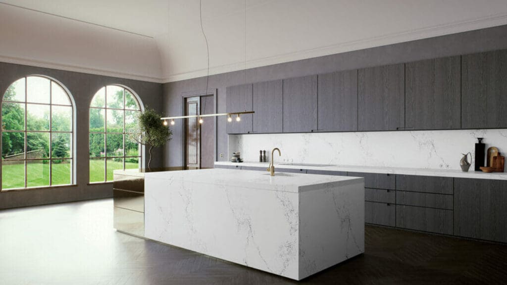 Caesarstone 5151 Empira White Quartz Kitchen Horizontal