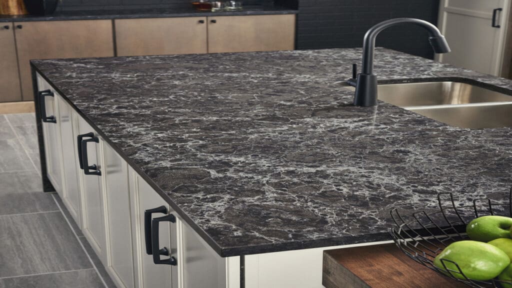 LX Hausys Viatera Black White Kitchen Tops HOR