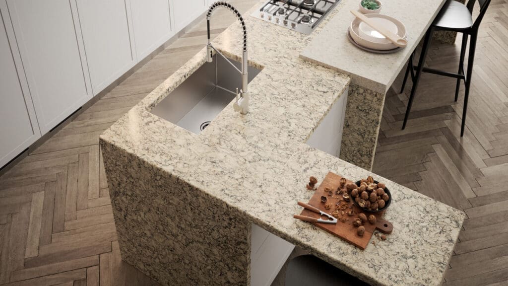 LX Hausys Viatera Sand Quartz Kitchen HOR